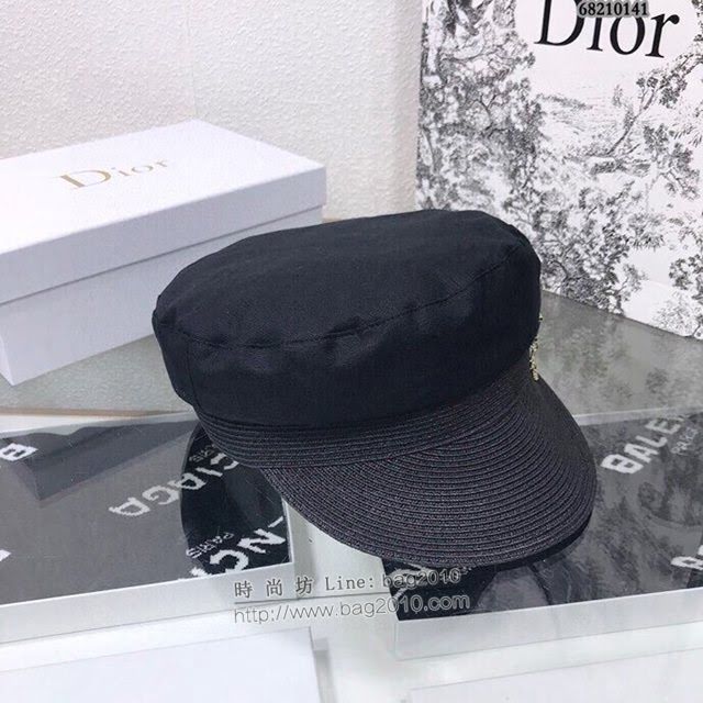 Dior女士帽子 迪奧草編拼接簡約軍帽貝雷帽  mm1152
